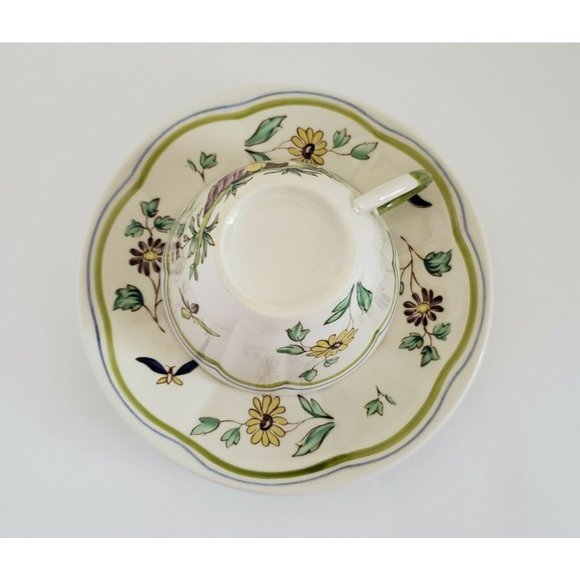 Longchamp Moustiers France 2 Cups and Saucers hand painted Set - Picture 7 of 9